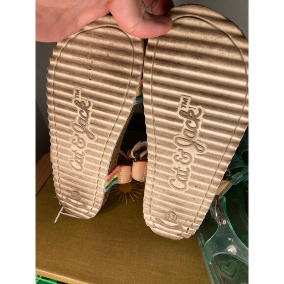 Girls Sandals Sz 13 Lot of TWO Jelly Fisherman & Rainbow ~ Cat & Jack Old Navy - Picture 5 of 9